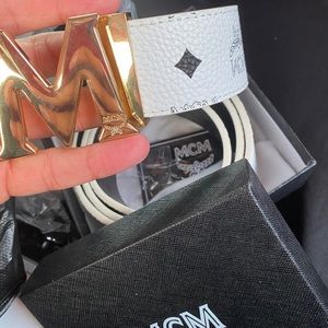 White MCM Belt Sz 34